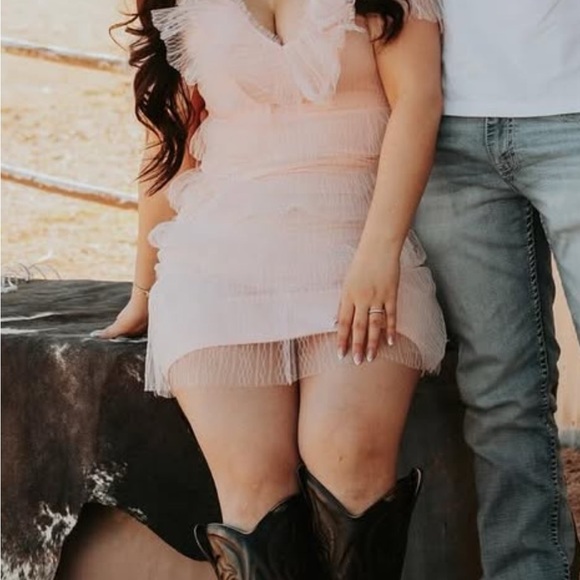 Pink Ruffled Mini Dress - Picture 2 of 2